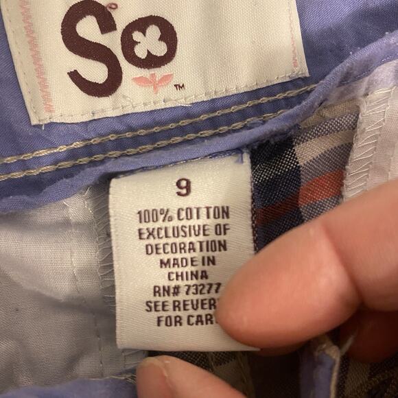 Y2K So Women Jrs 9 Plaid Bootie Shorts Micro Mini LowRise Multicolor Cotton - Picture 3 of 8